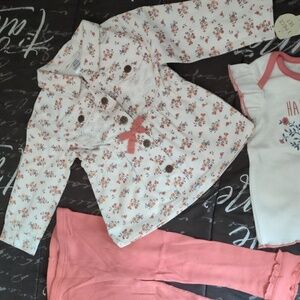 Daisy Fuentes 3 PC Floral Jacket/Shirt Pink Leggings 18 Months